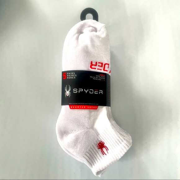 Spyder Underwear & Socks Spyder Mens Quarter Socks White 5 Pairs